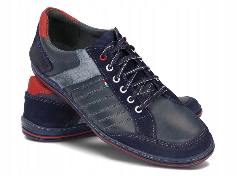

Buty Męskie Skóra Casual Półbuty 236 Granatowy 43