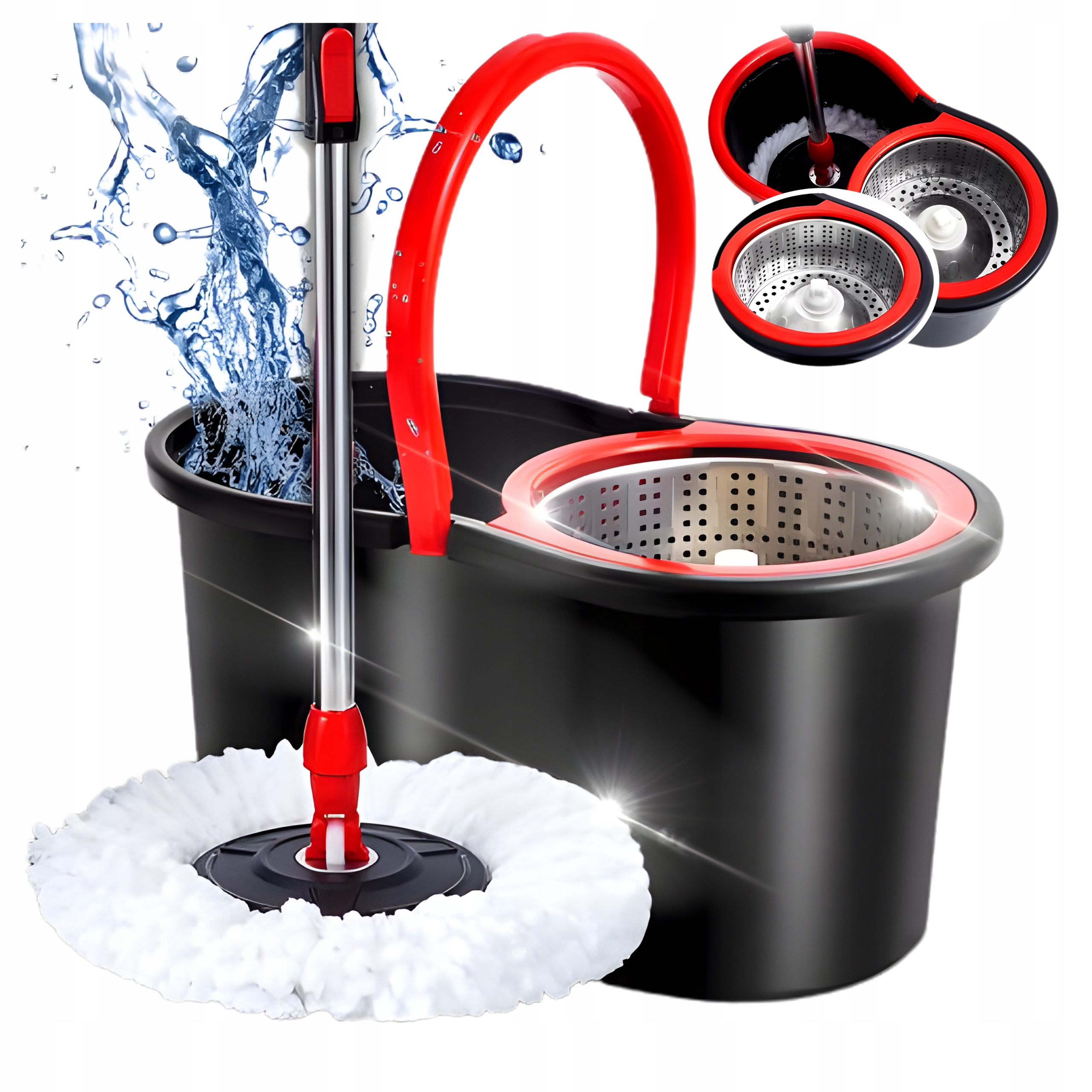 Levně Rotační rotační mop Turbo 360 Velký kbelík 2 návleky z mikrovlákna