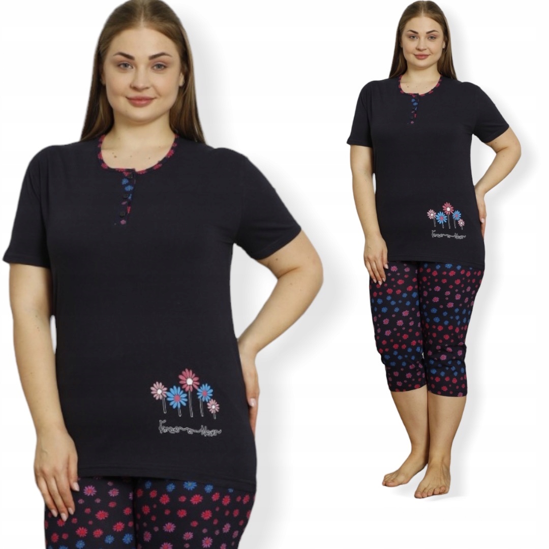 

Pizama Damska Duze Rozmiary Krotki RĘK.3/4 Spodnie