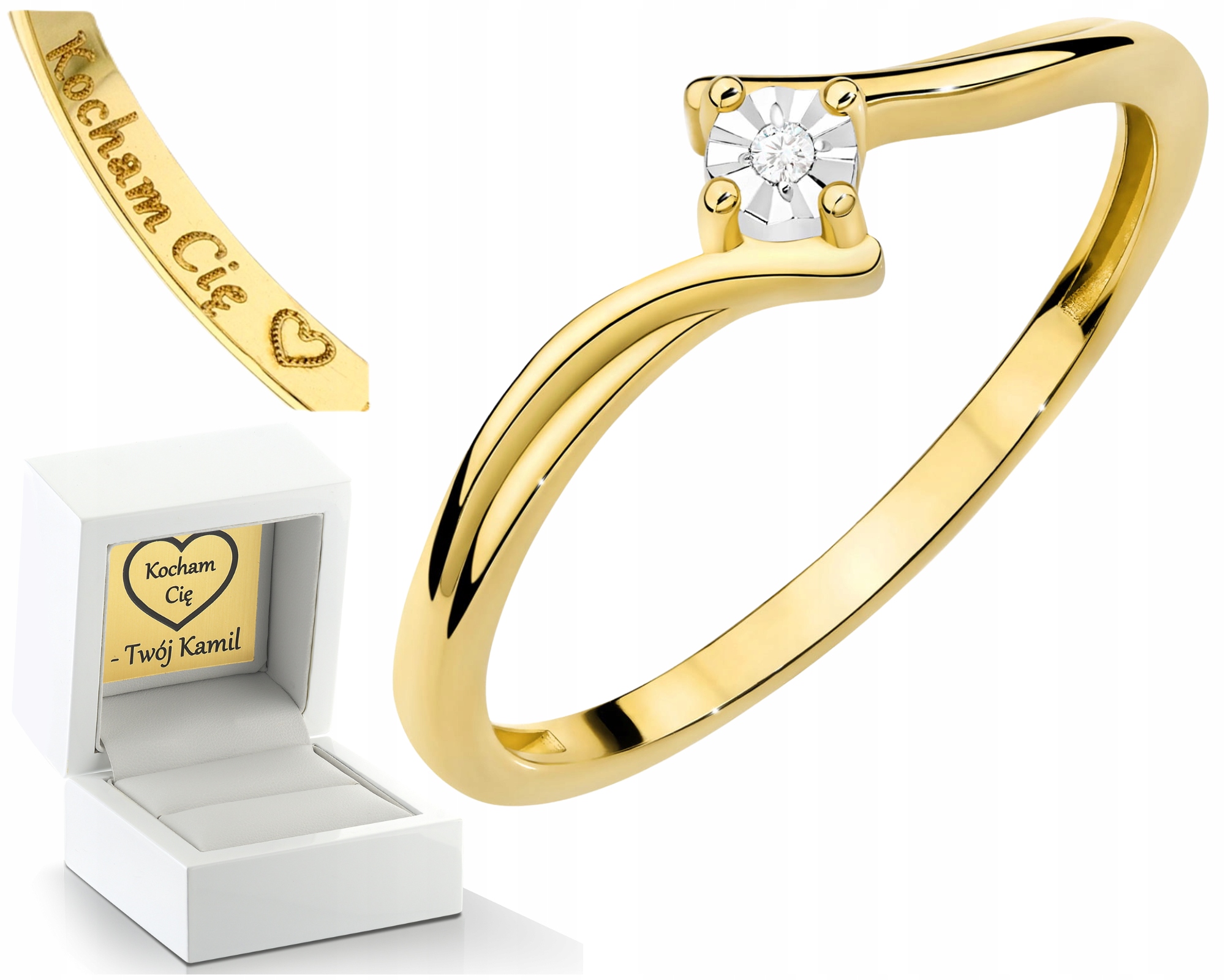 Zlatý Prstýnek S Briliantem Zlato 585 Gravírování Bonus Dárek