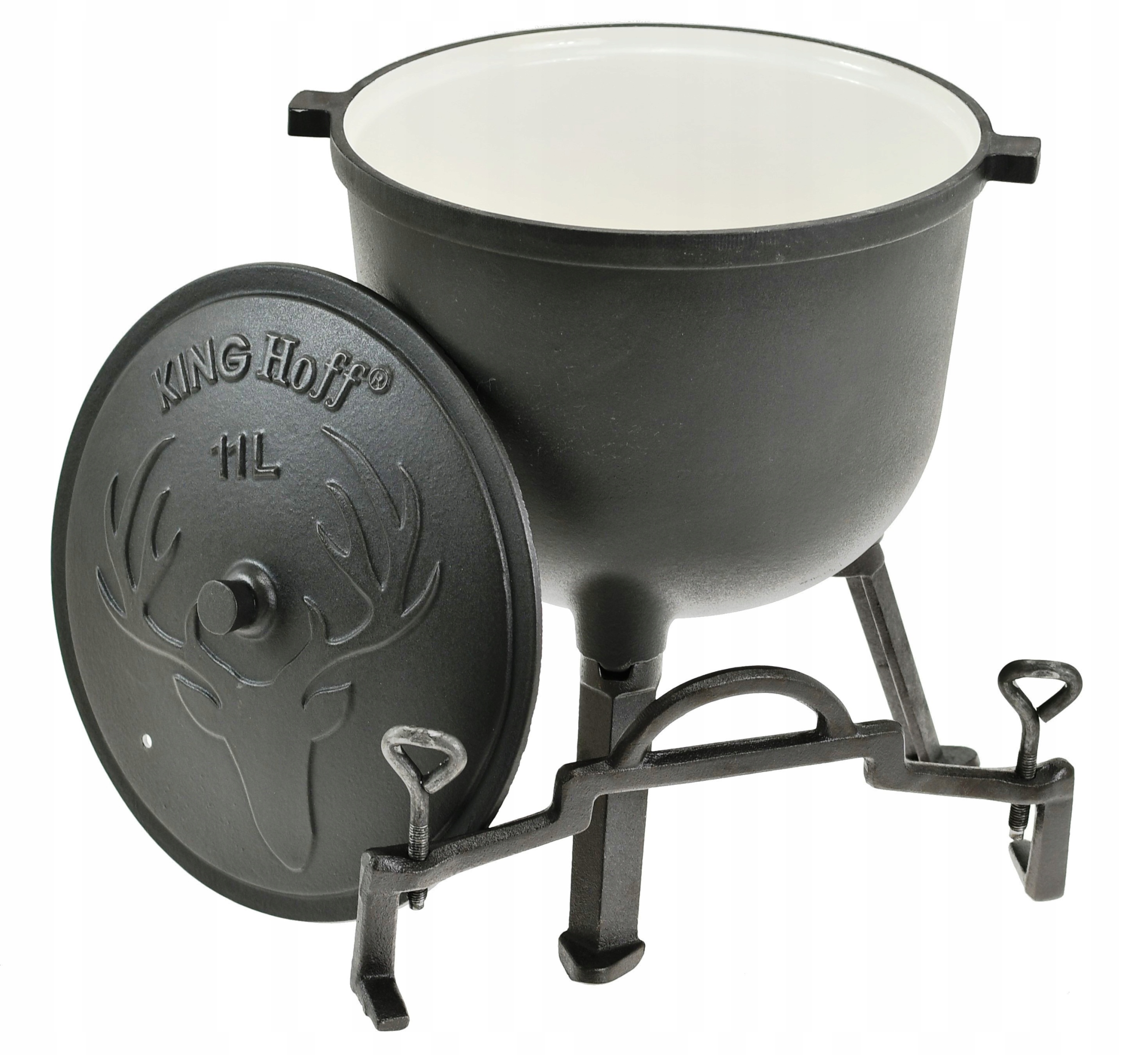 Kociołek Myśliwski 11 Lit. Emalia Żeliwny Garnek na Ognisko Emaliowany