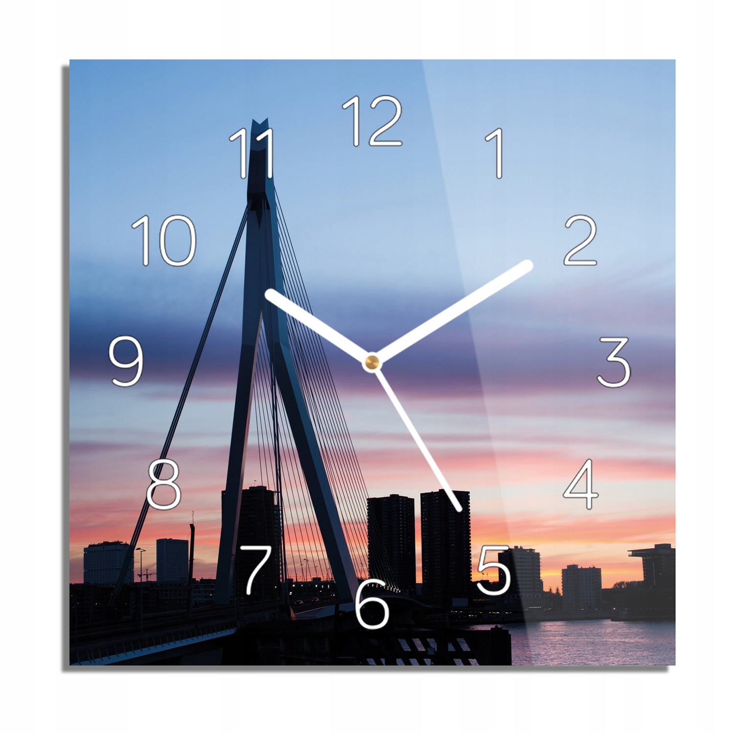 

Wieżowce most noc zegar na szkle do jadalni 30x30