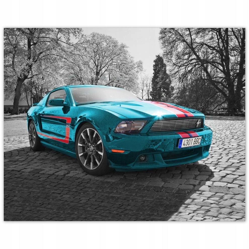 

Plakat 50x40 Turkusowy Mustang Usa