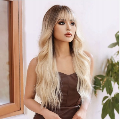 Paruka Haircube Syntetická vlnitá kudrnatá Ombre Blond 60 cm
