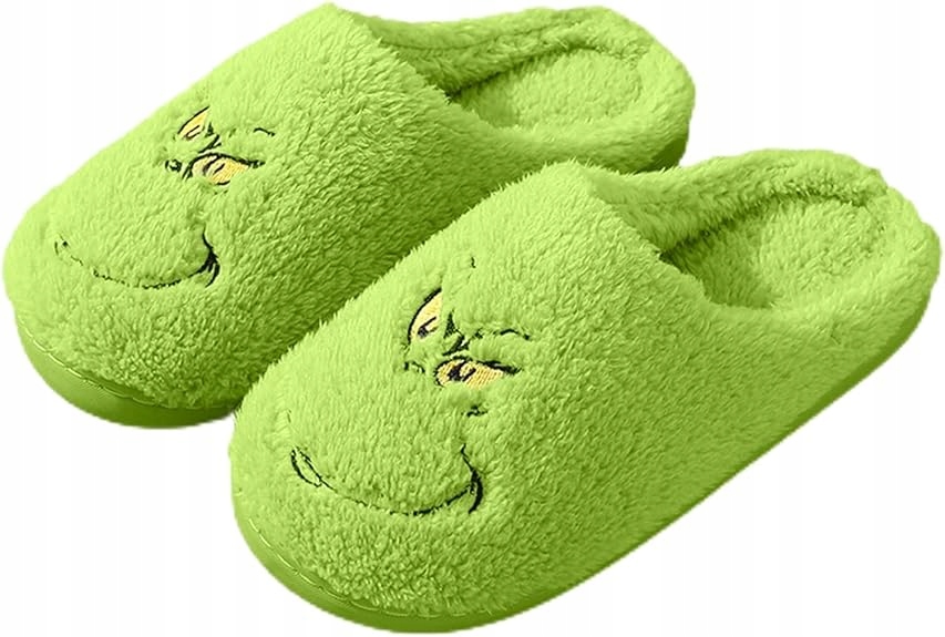 Pantofle Grinch Plyšové Zateplené Sandále Teplé Pohodlné Zelené Univerzální