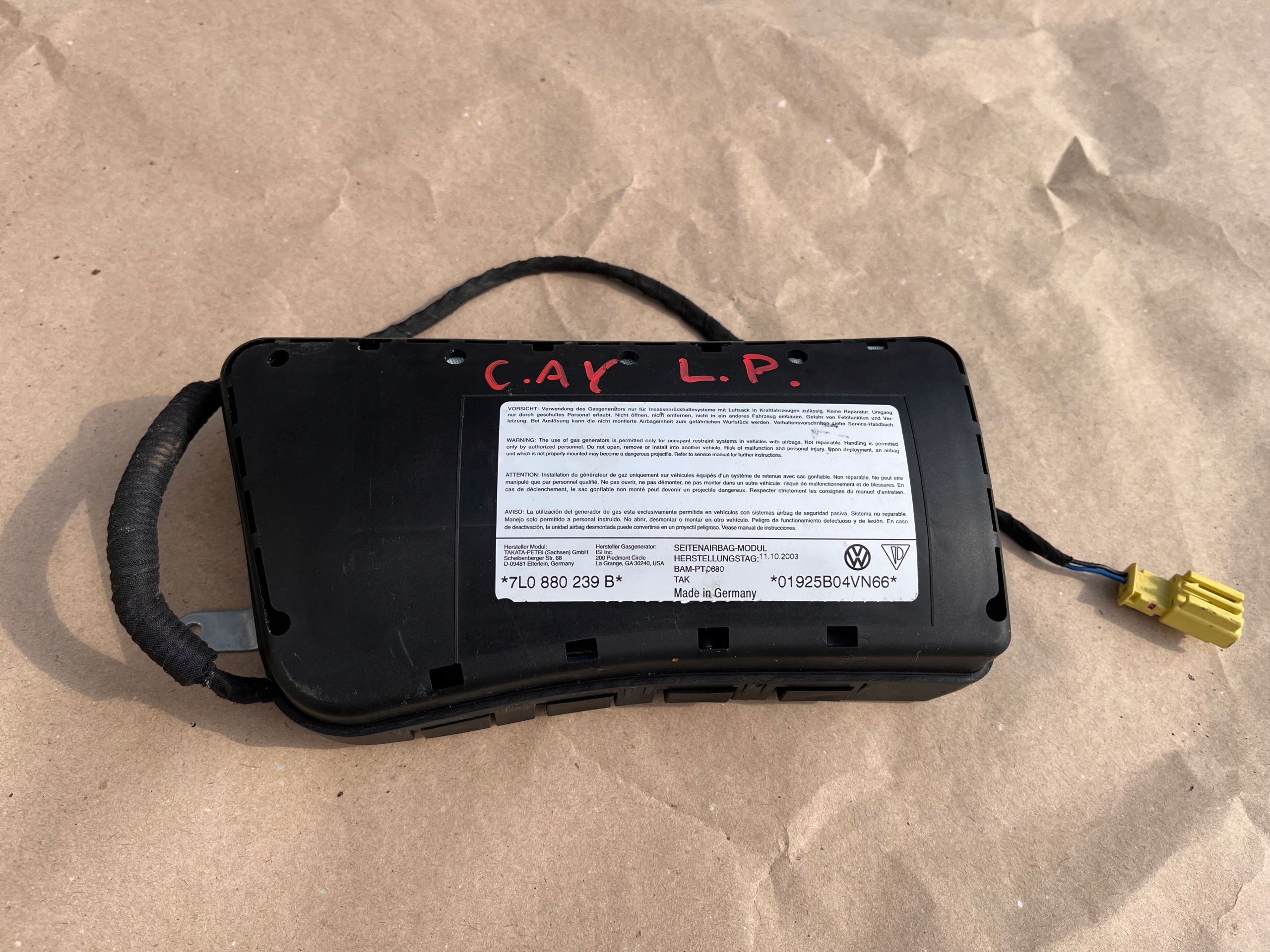 PORSCHE CAYENNE Airbag AIR BAG SITZ links 7L0880239B