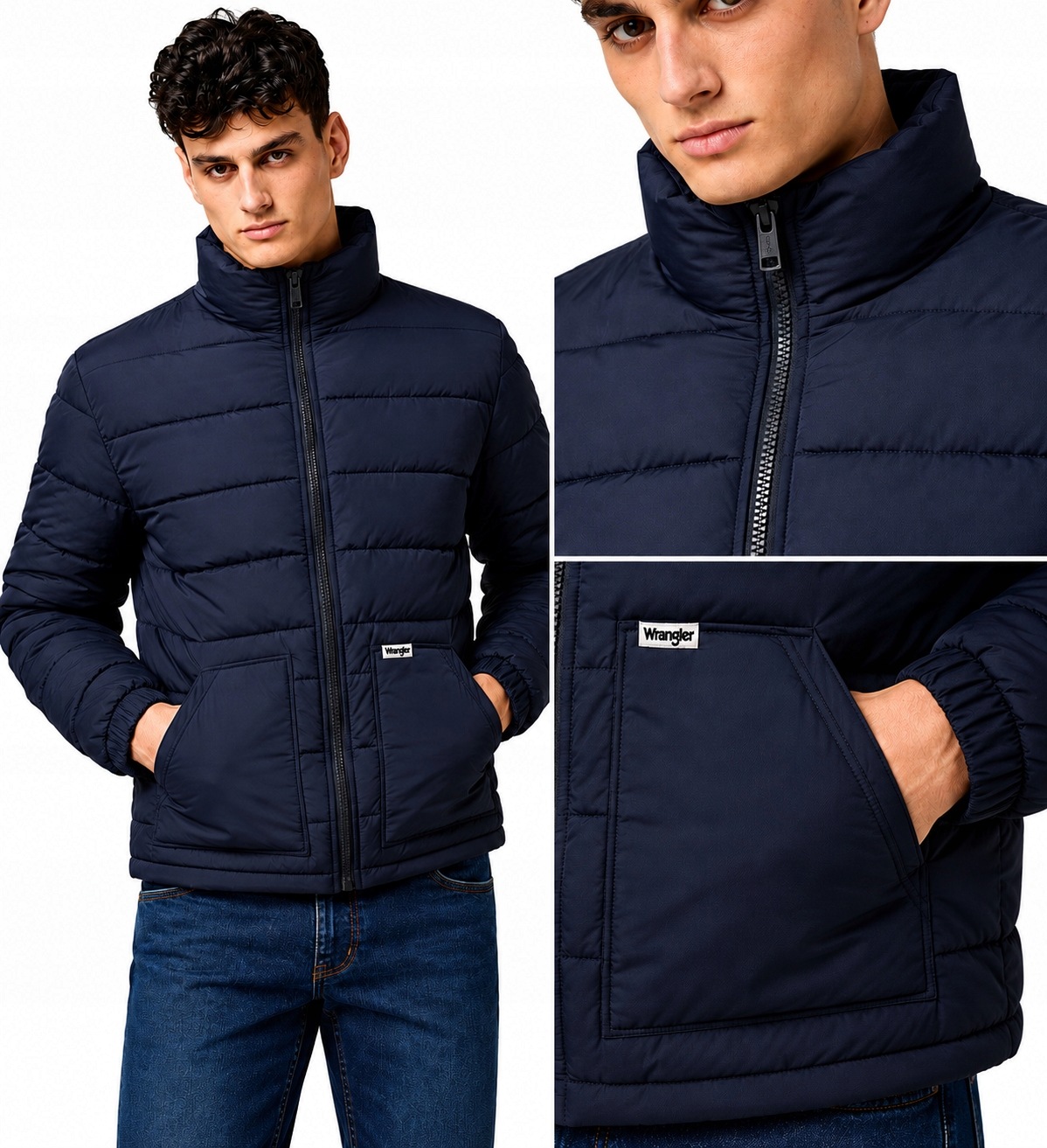 Wrangler zimní bunda pánská tmavě modrá prošívaná péřová Puffer Navy XL