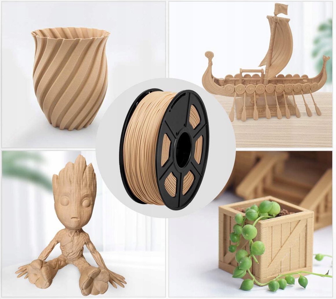 SUNLU FILAMENT 1.75mm 1kg PLA BRĄZOWY WOOD DREWNO Pasuje do modelu UNIWERSALNY