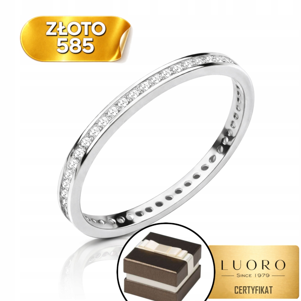 Prstýnek 585 14K Jednořadý Zirkony Bílé Zlato R16