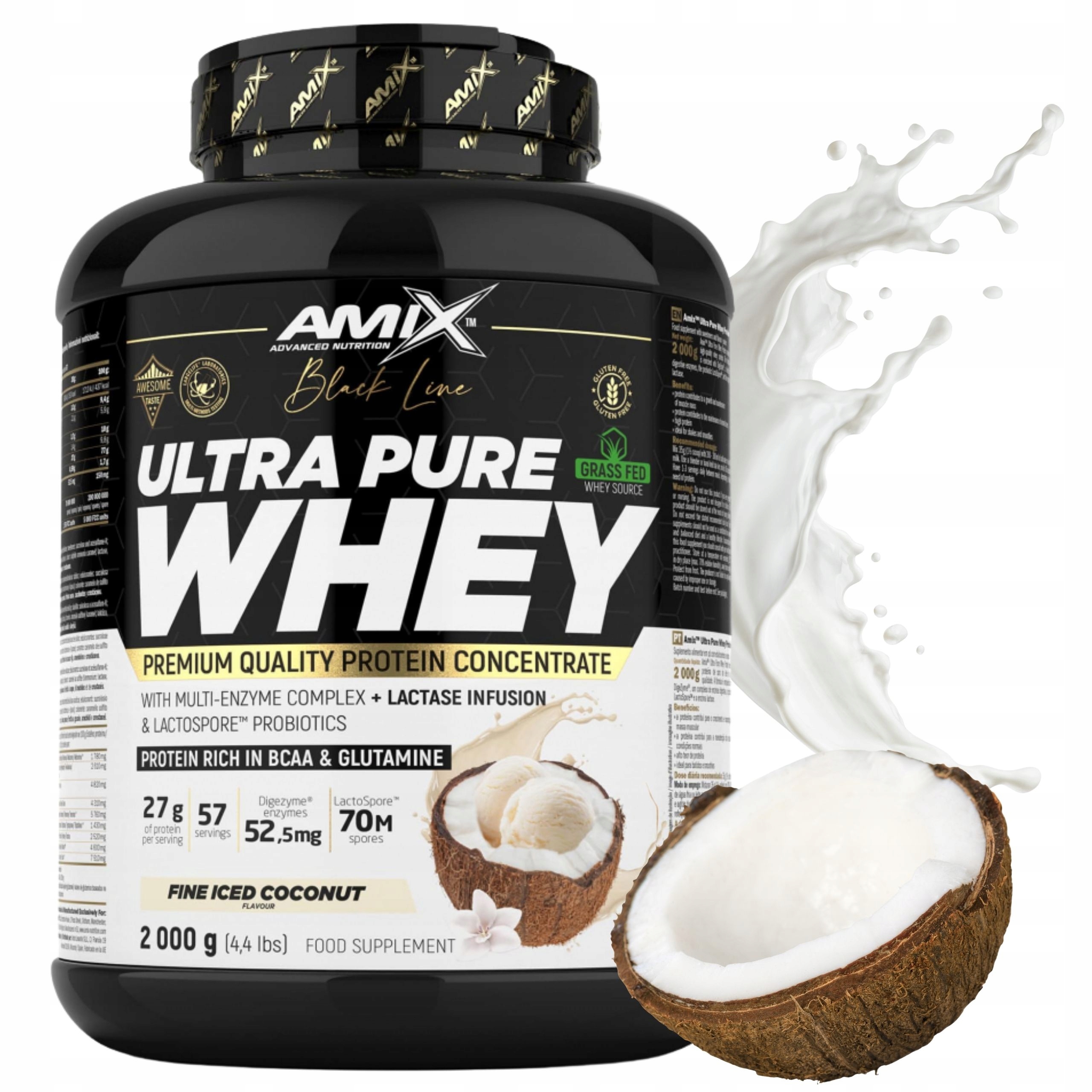 Wpc protein Amix Pure Whey Protein Syrovátkový Koncentrát Syrovátka Kokosová 2000 g