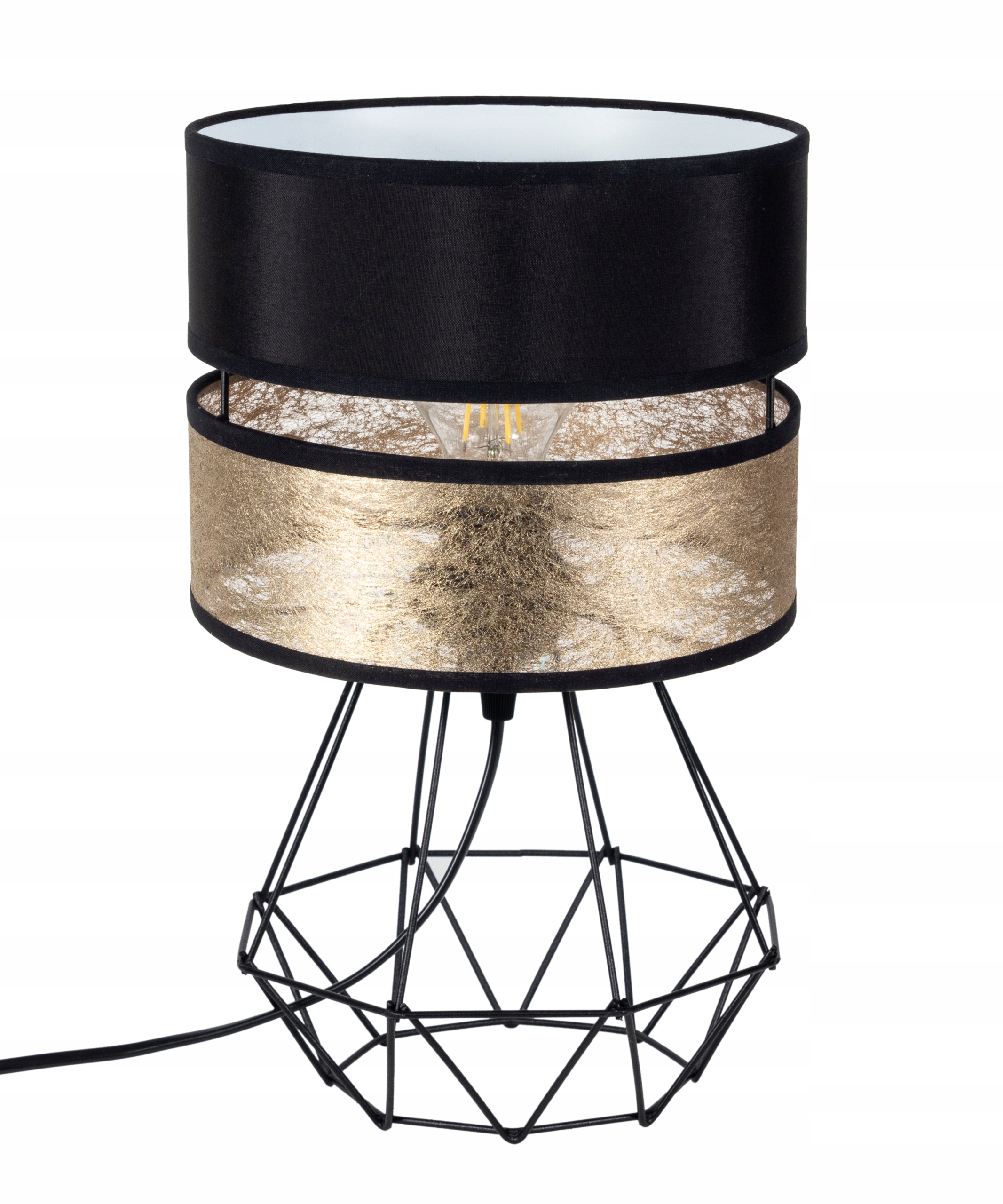 NOWOCZESNA LAMPKA STOŁOWA NOCNA ZŁOTO-CZARNA LED