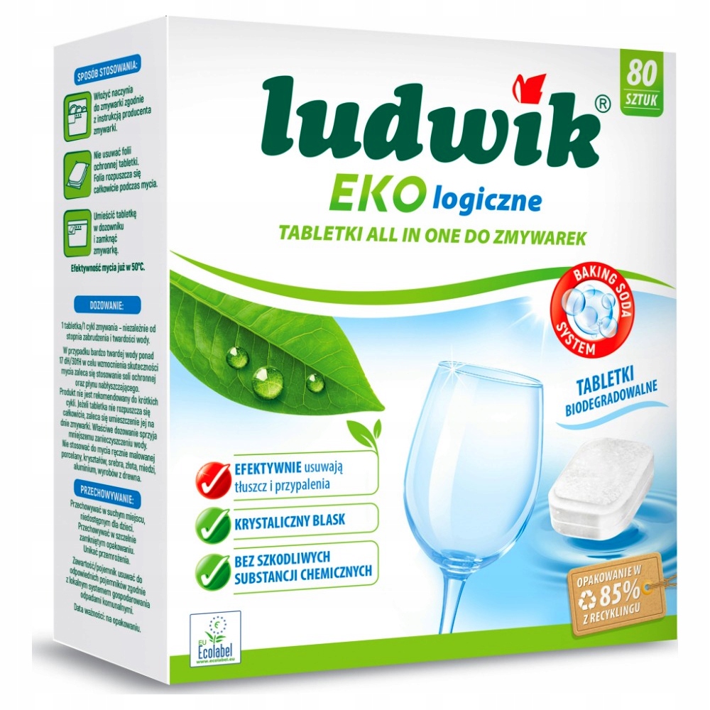 Tabletki eko do zmywarki Ludwik Ekologiczne All in One 80 szt. Soda
