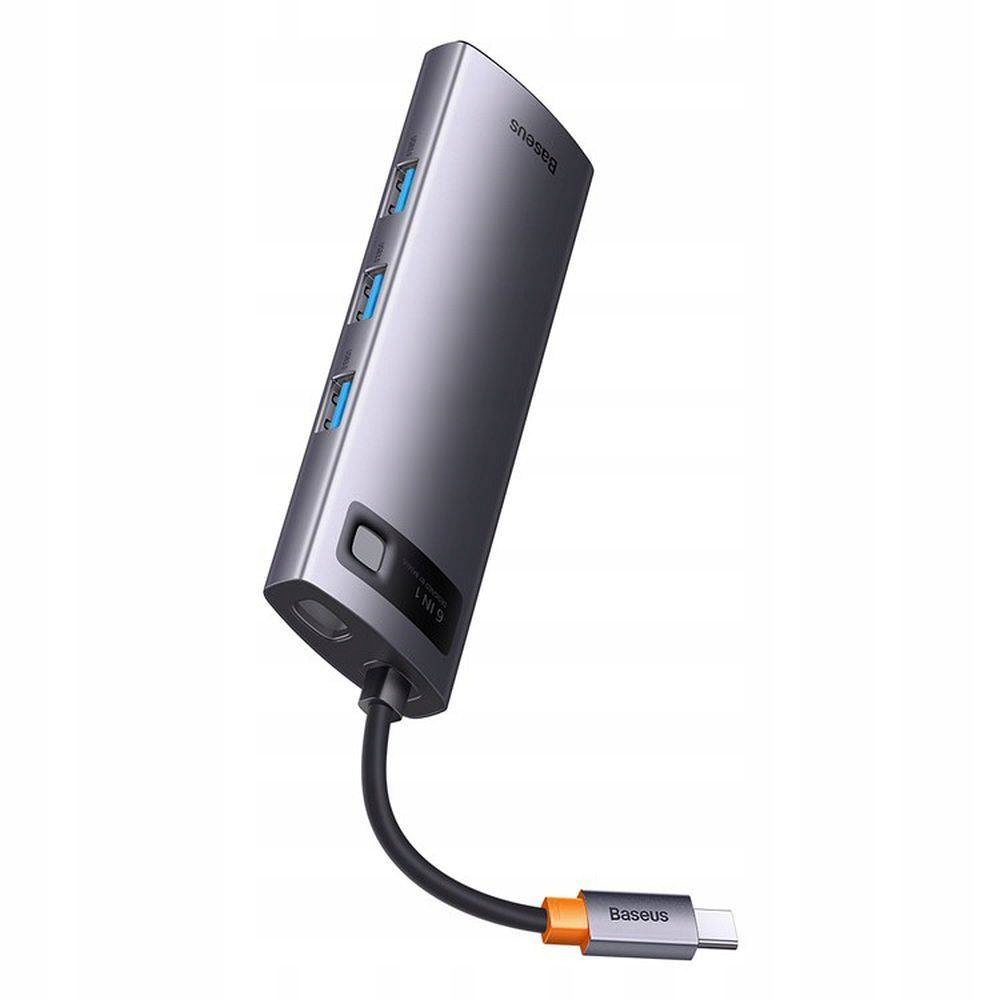Baseus Hub adapter przejściówka 6w1 Typ C na 3x USB3.0 Pd Hdmi 4K 60Hz