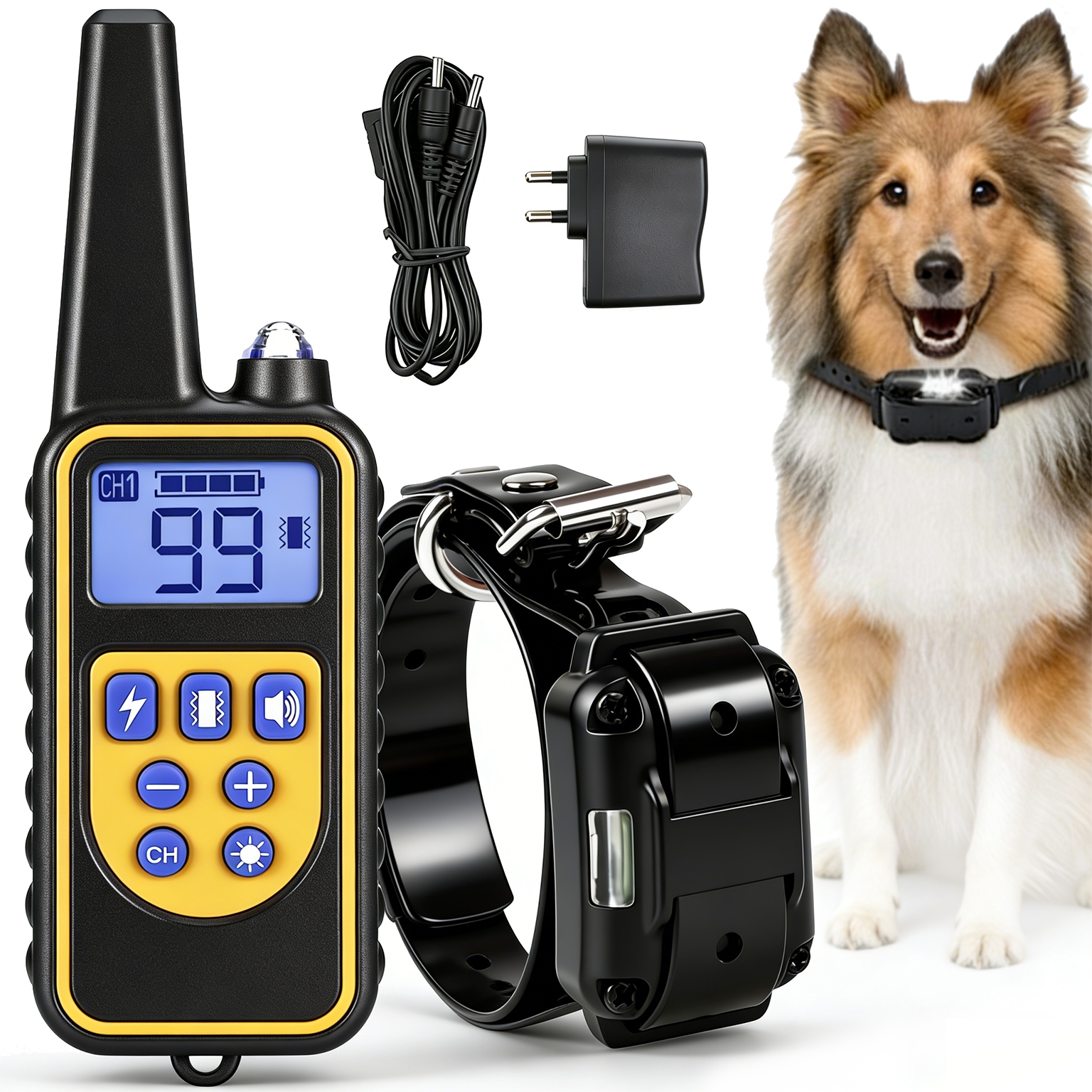 Levně Výcvikový Obojek Pro Psa Na Dálkové Ovládání, Silikonové Kontaktní Body, Bezpečnost