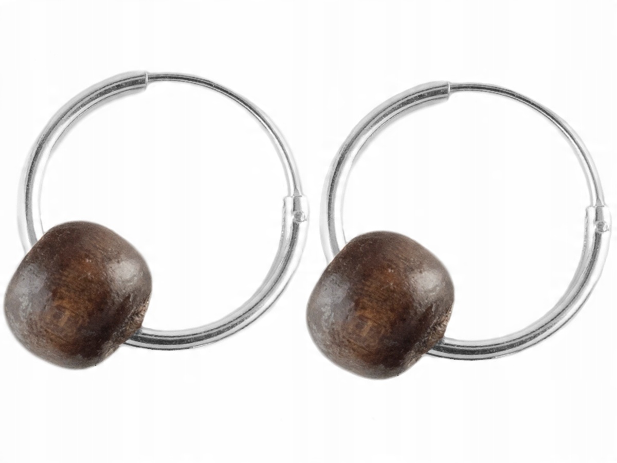 

Versil kolczyki koła kółka 14 mm drewno srebro 925