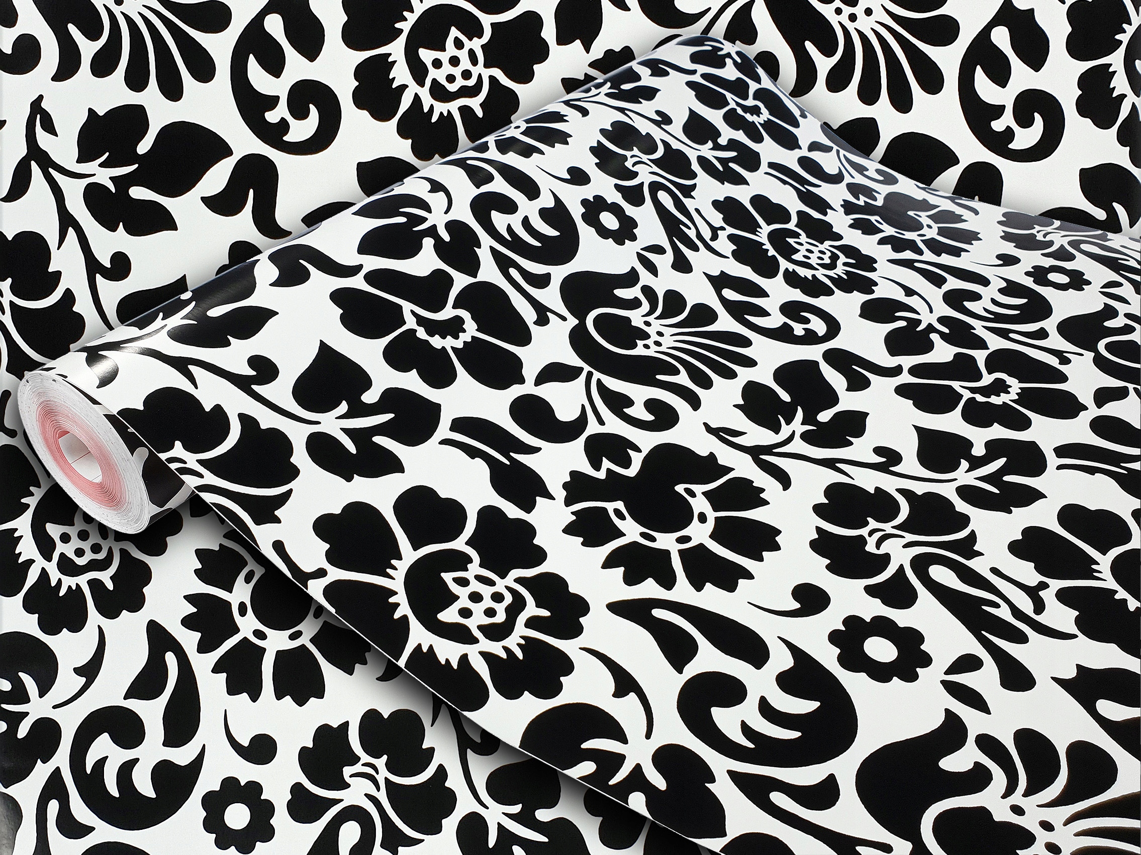 

Okleina Wzór Barok Biało Czarny Folia Pcv Klejowa