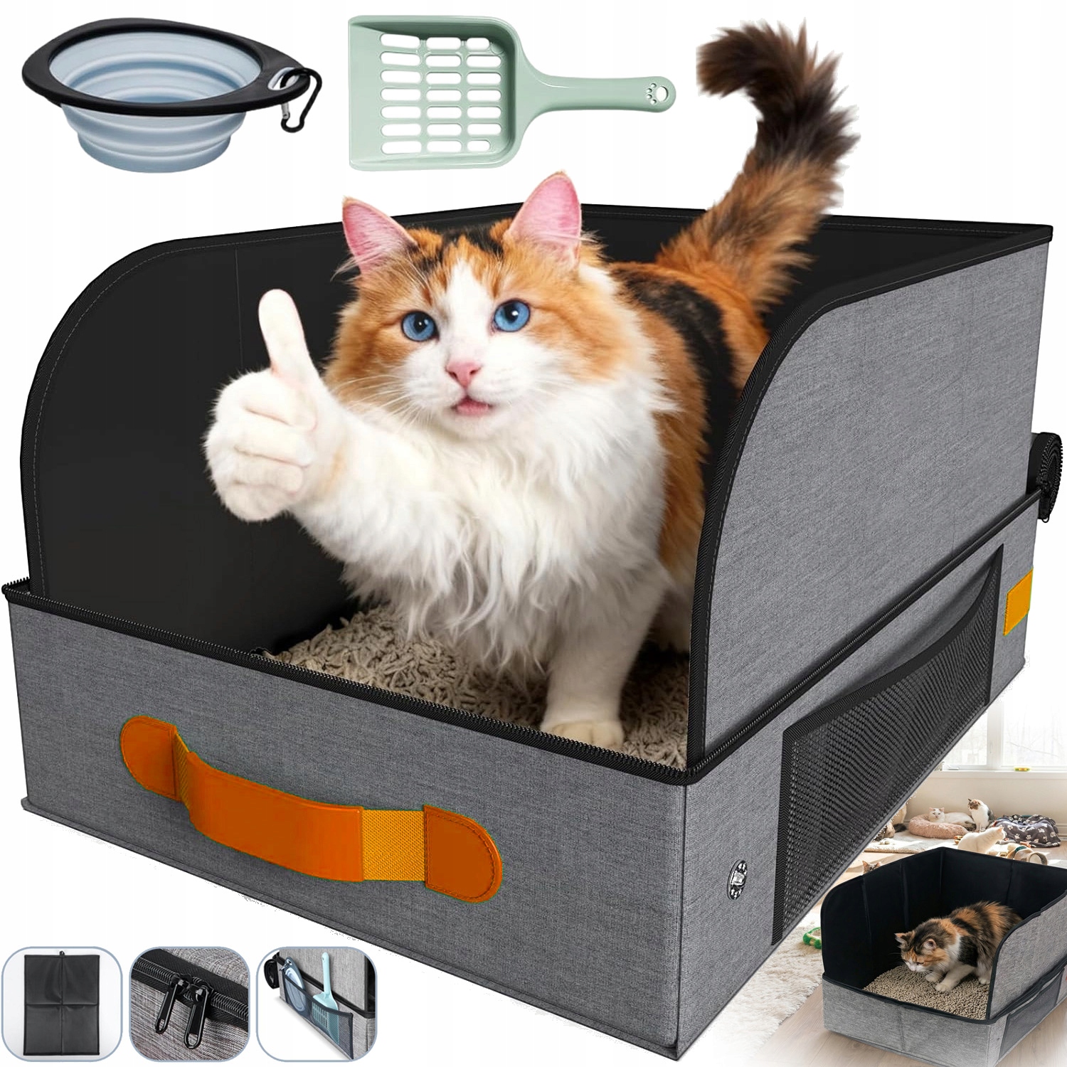 Kuweta Dla Kota Otwarta Składany Z Osłona Przeciwbryzgowa Solidny I Trwały