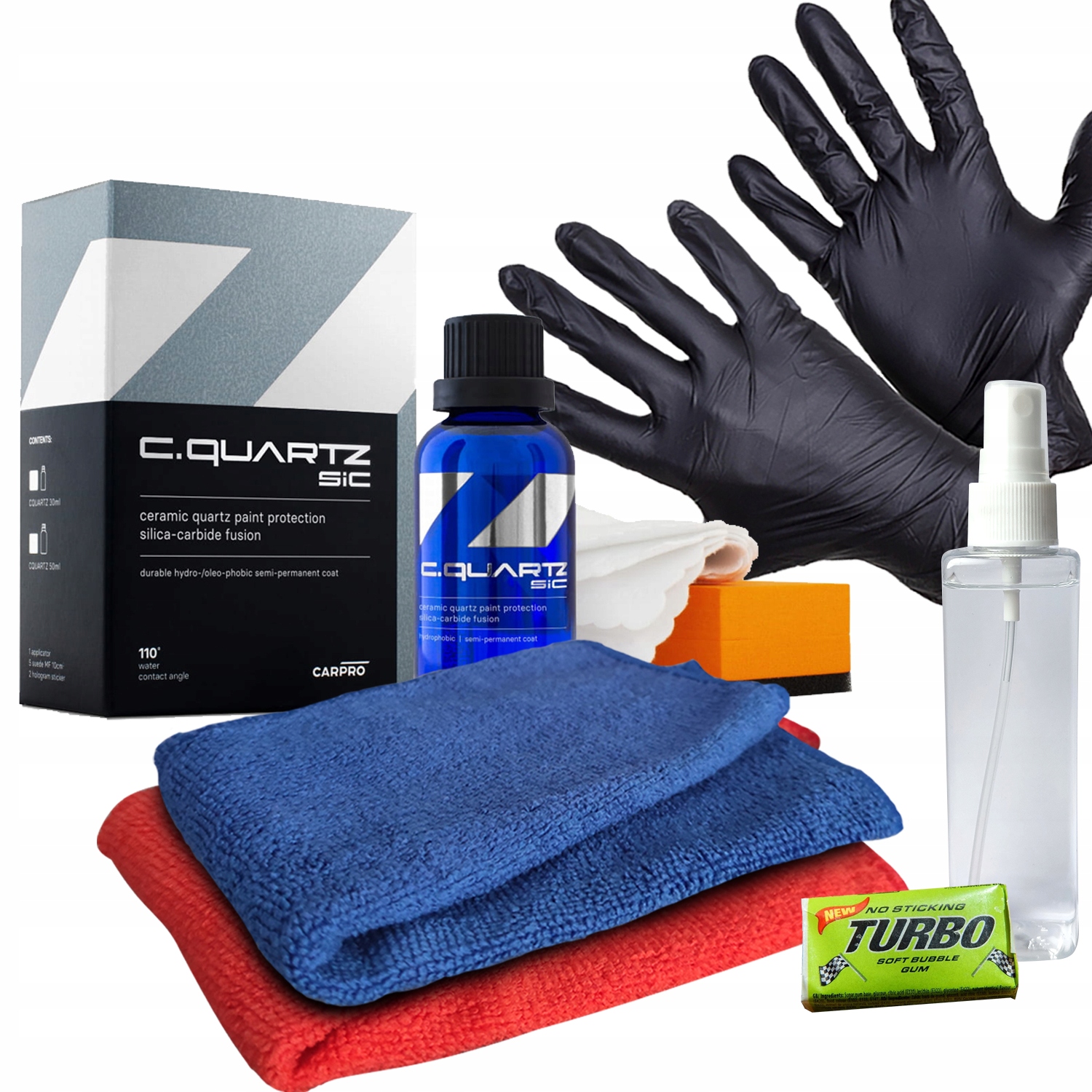 Zestaw do zabezpieczania, powłoka ceramiczna CarPro C.Quartz SiC 30ml