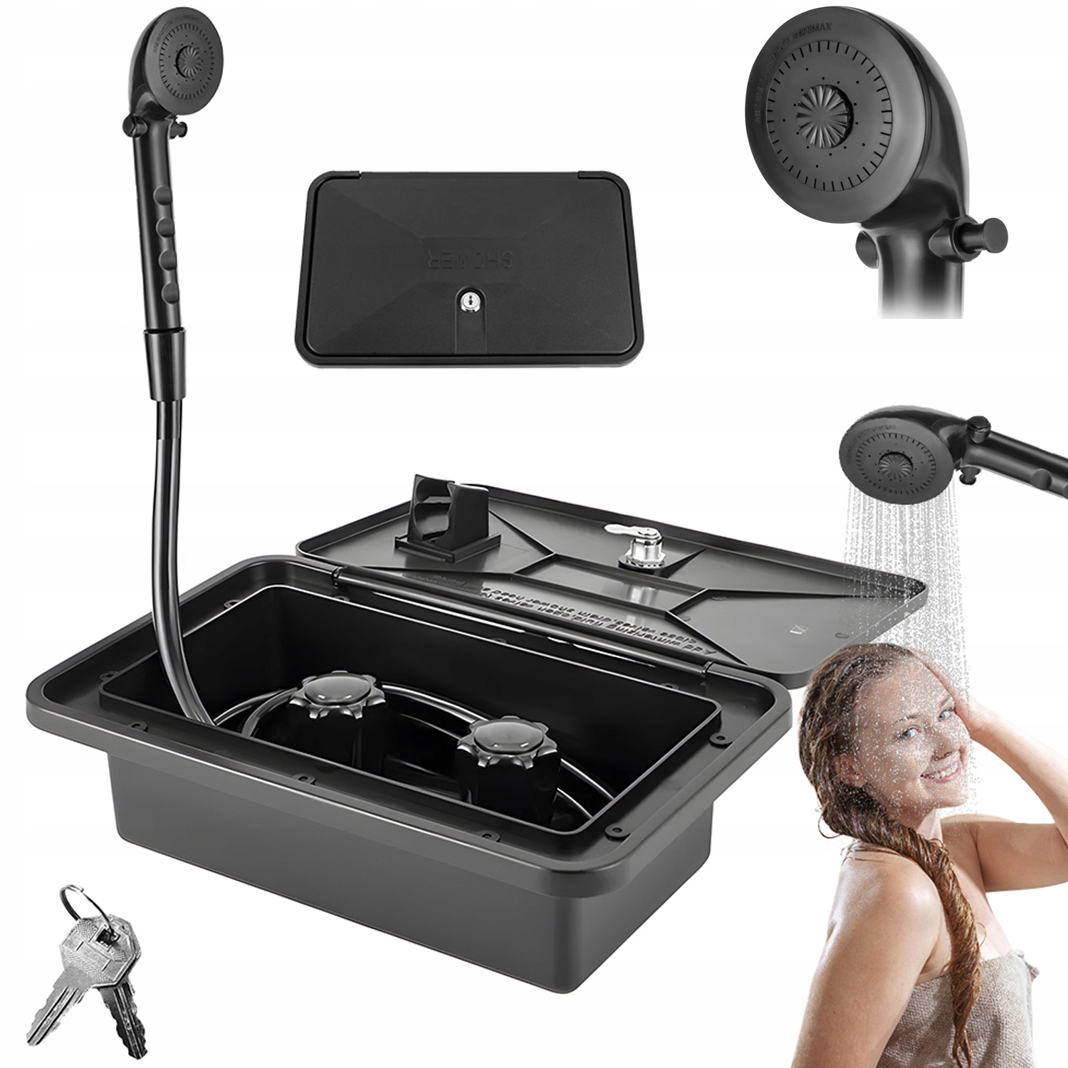 Venkovní sprcha do sprchového koutu, sada s hlavovou sprchou