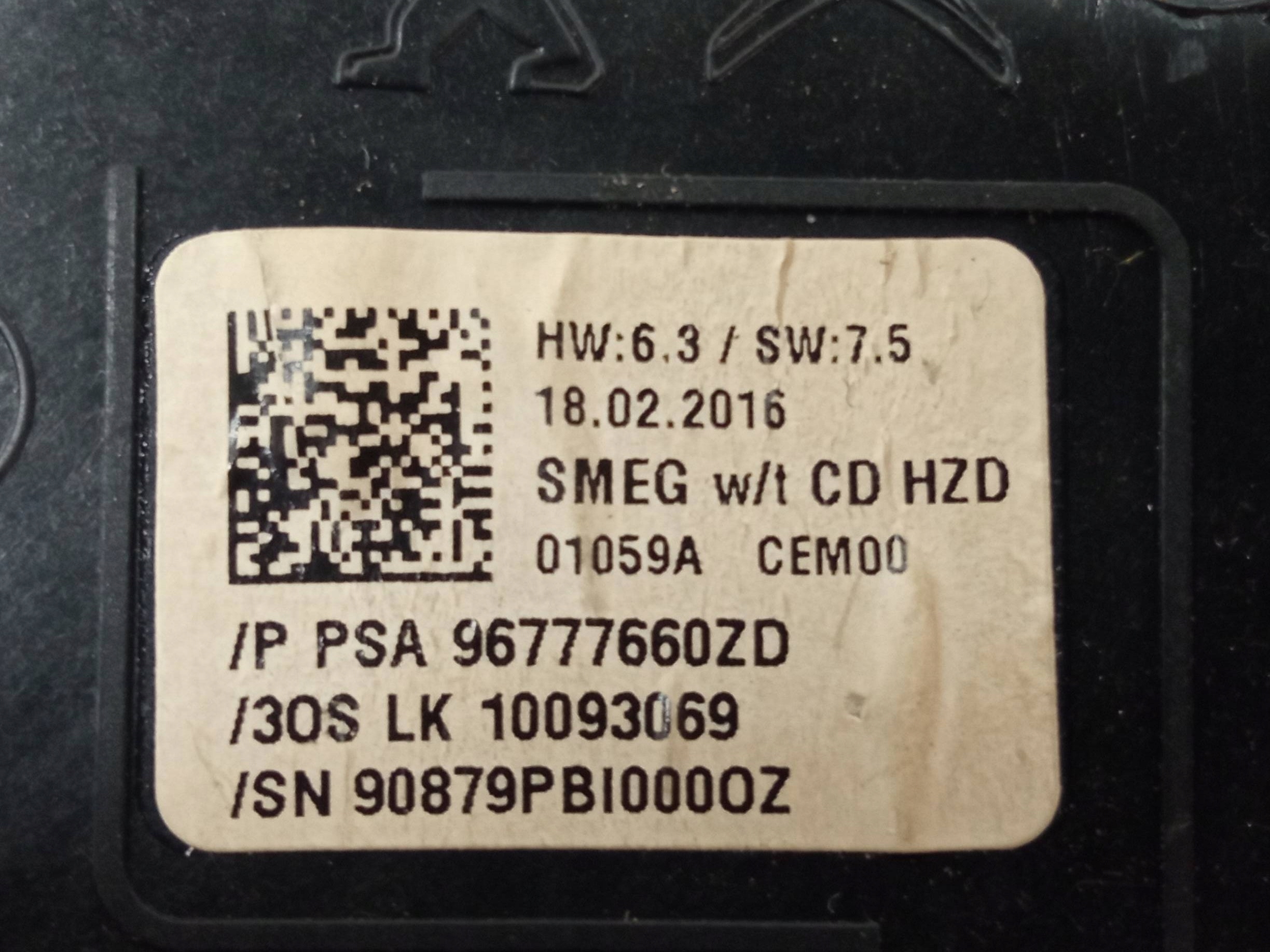 control panel 96777660ZD Peugeot 308 II (2014- )