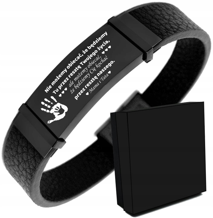 

Skórzana Męska Bransoletka Z Grawerem dla Syna