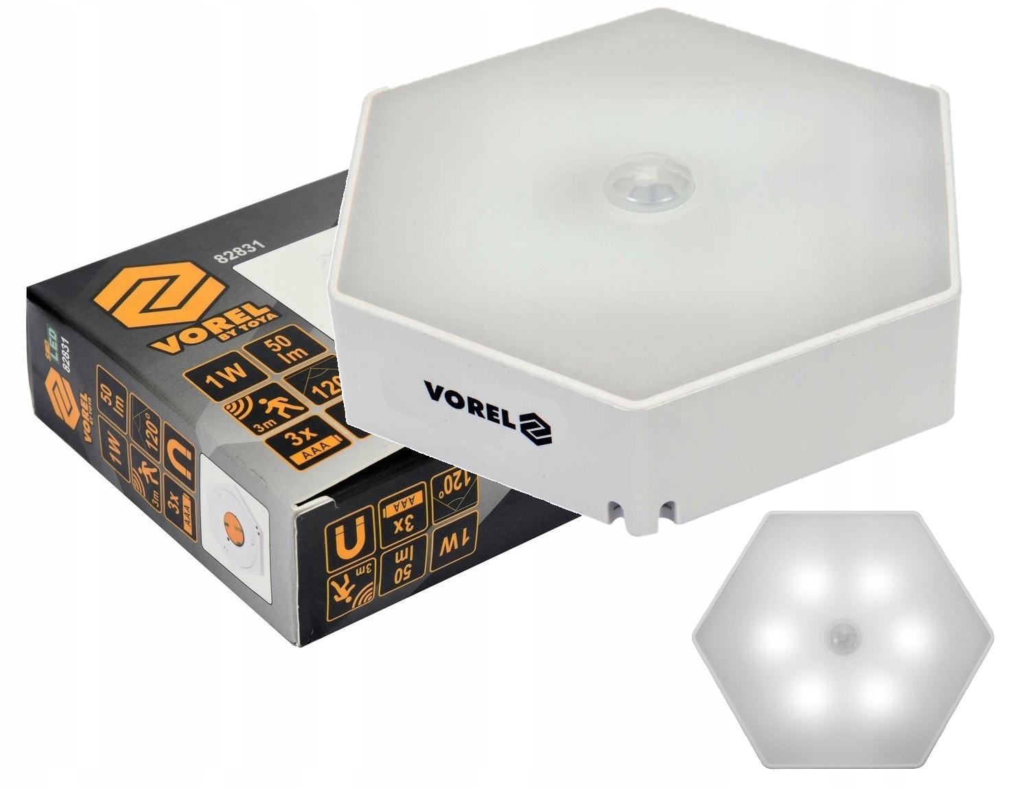 LAMPKA NOCNA SMD LED 50LM CZUJNIK RUCHU 3AAA 82831