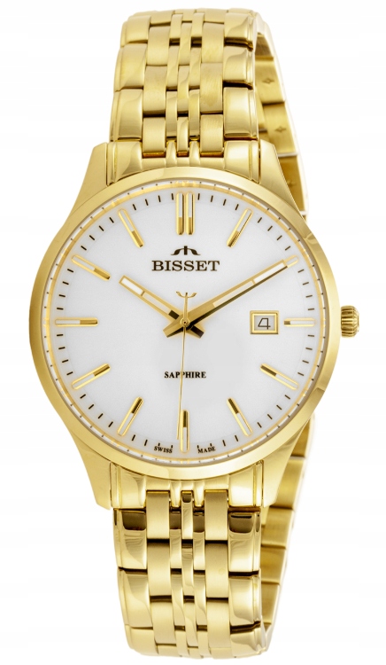 Pánské hodinky Swiss New Bisset BSDF38, zlaté, safírové sklo