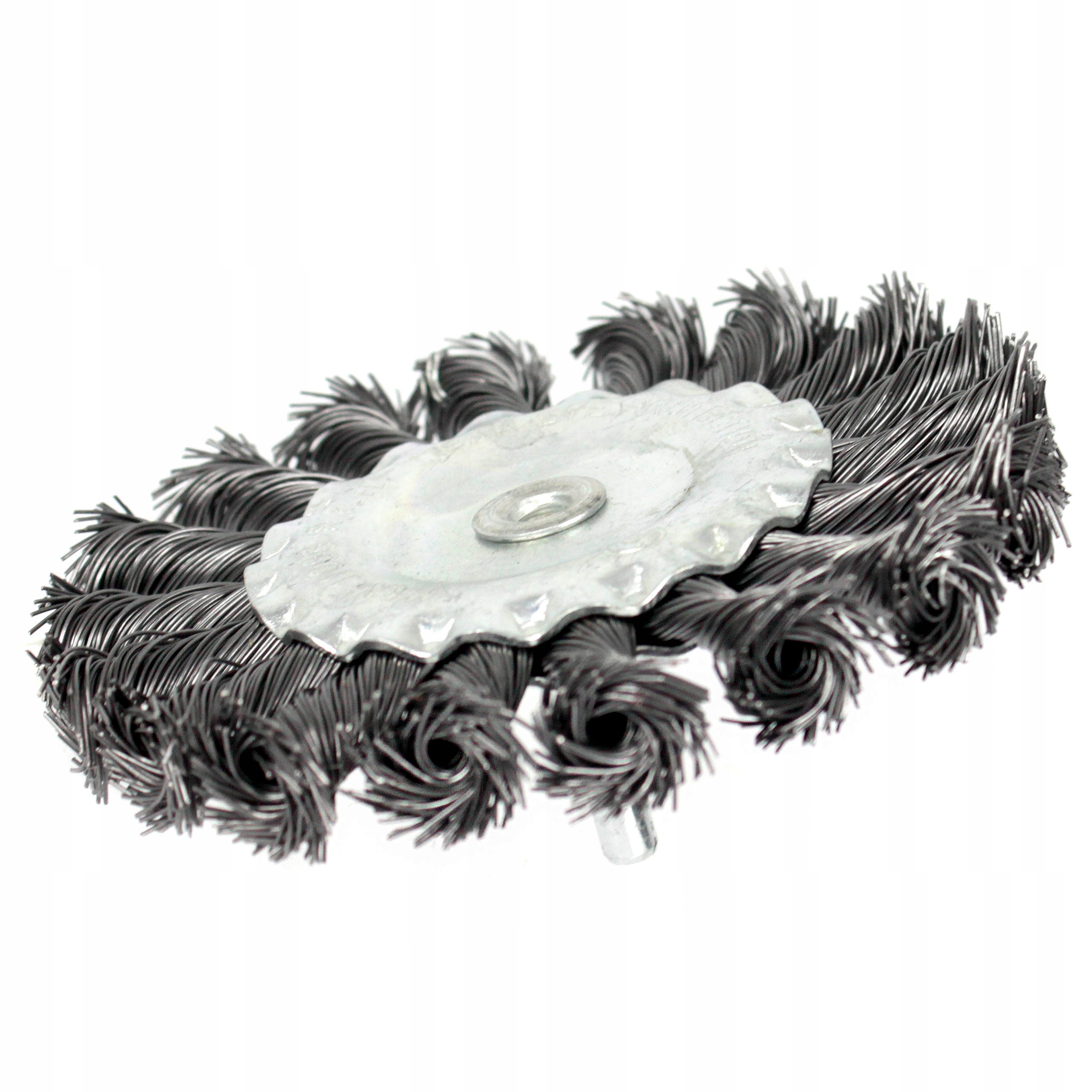 SZCZOTKA DRUCIANA TARCZOWA PLECIONA 100MM NA WIERTARKĘ DRUT STALOWY Materiał wykonania drut stalowy