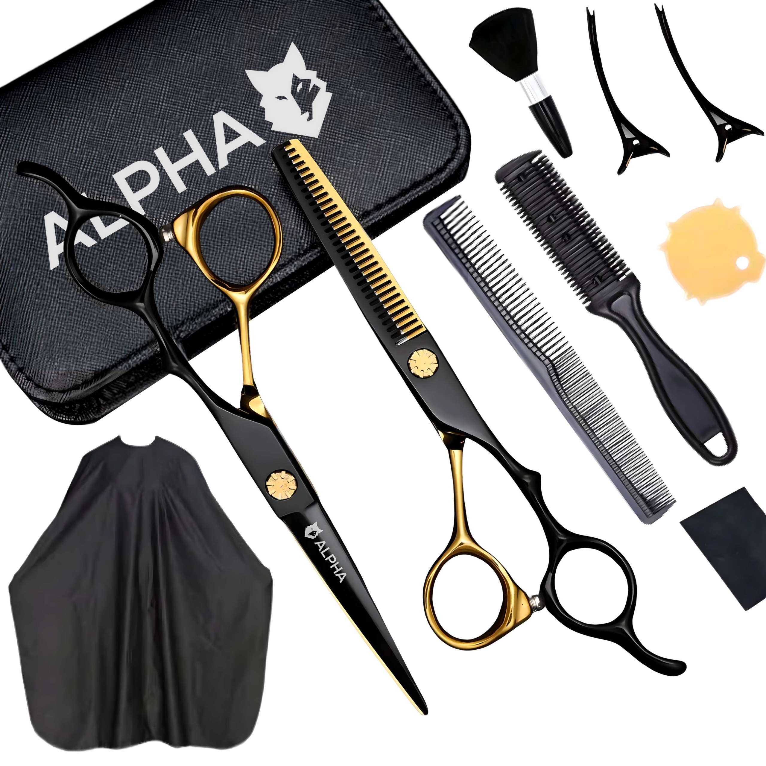 Profesjonalne Nożyczki i Degażówki Alpha Zestaw Fryzjerski XXL