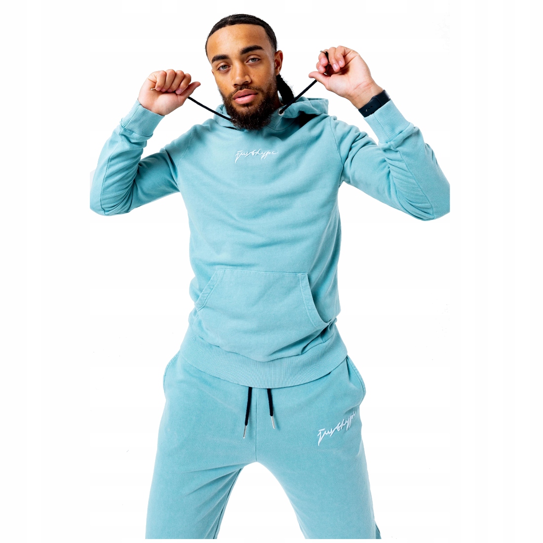 Justhype Acid Wash Hoody (M) Pánská Mikina Bavlna Modrá