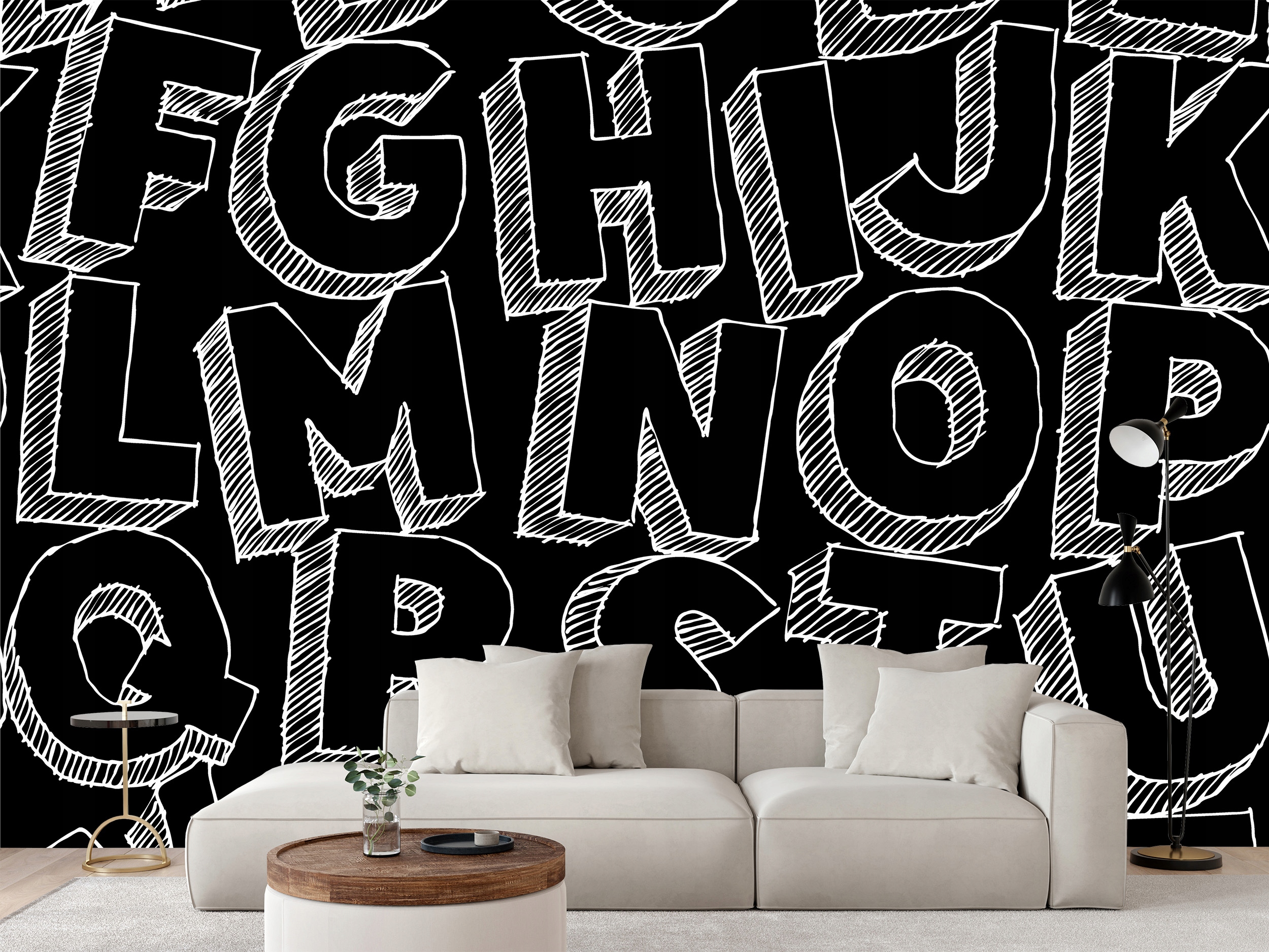 Fototapeta Písmena Abeceda Černobílá -- 400 x 280 cm