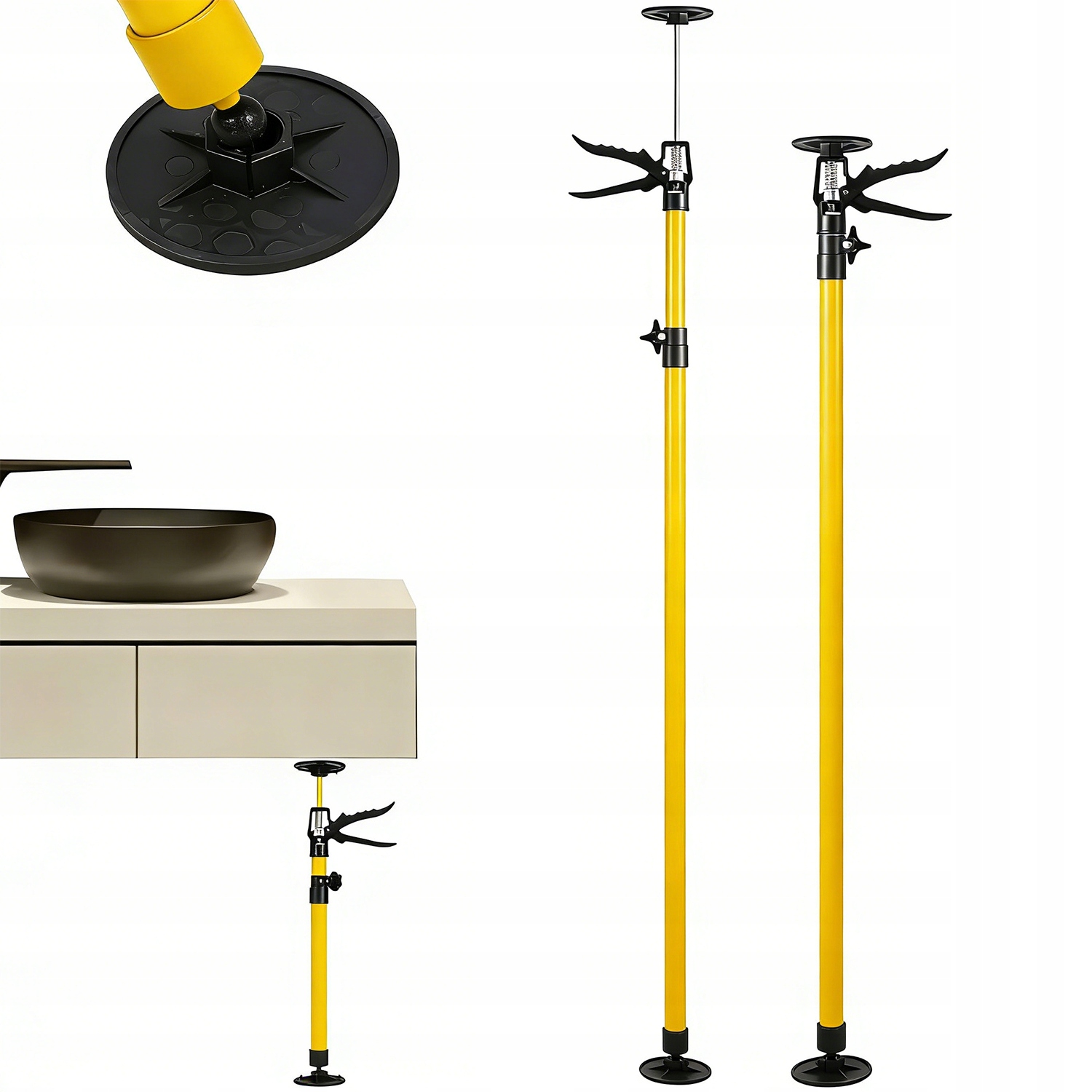 2 Ks Teleskopická Stropní Podpěra Pro Stropní Desky 115-290 CM Žlutá