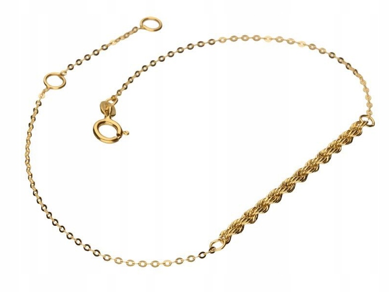 Zlatý náramek 585 ankr korda ozdobný s copem 0.6g jako dárek 14K