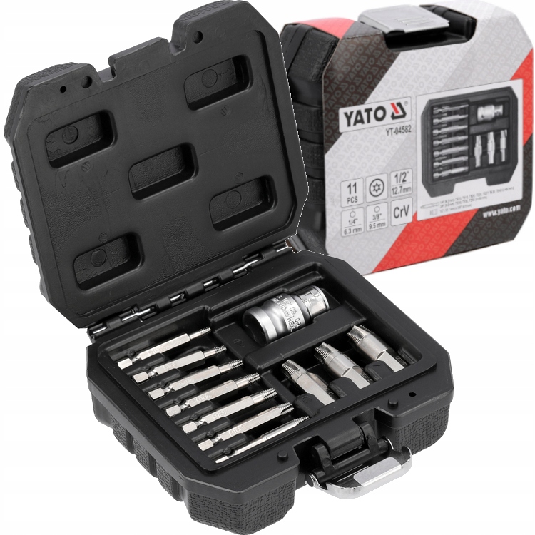 Zestaw Bitów 1/4'' Do Wykręcania Odkręcania Obrobionych Śrub 11 Elementów