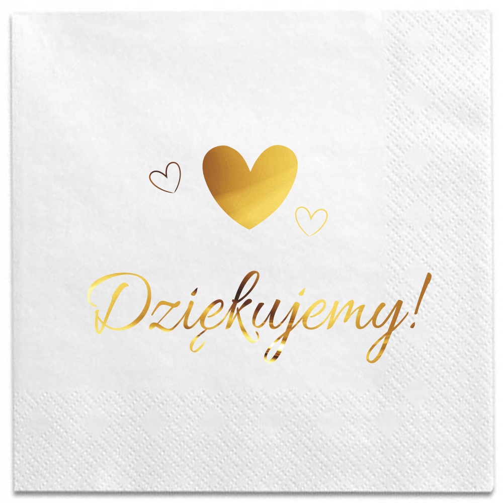 

Serwetki Białe złoty napis Dziękujemy Ślub Wesele