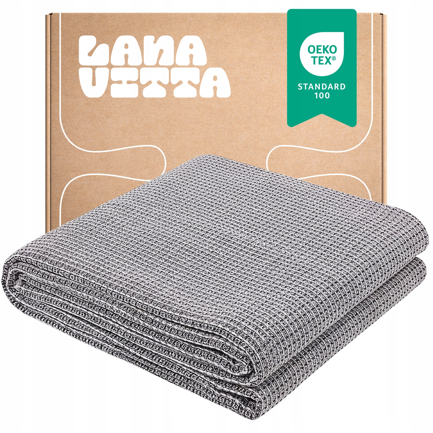 Bavlněná deka „Verbena“ Přehoz na postel Pled Černá 200×220 cm