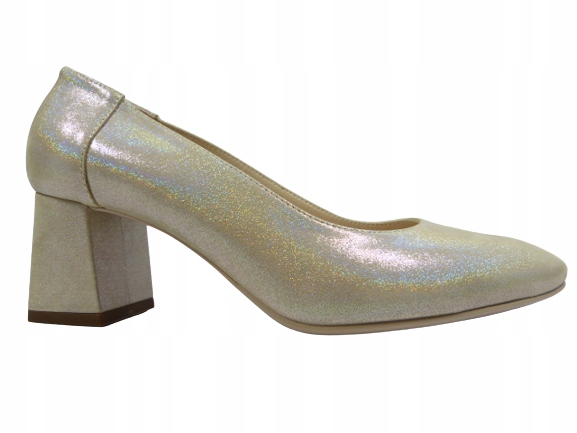 zlaté, průsvitné dámské lodičky na podpatku, polobotky Sala 37