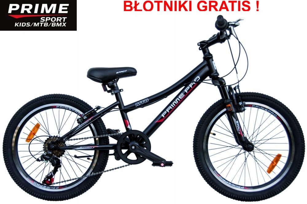 Rower 20" Mtb Prime Pro Boy 7-speed Shimano amortyzator Błotniki