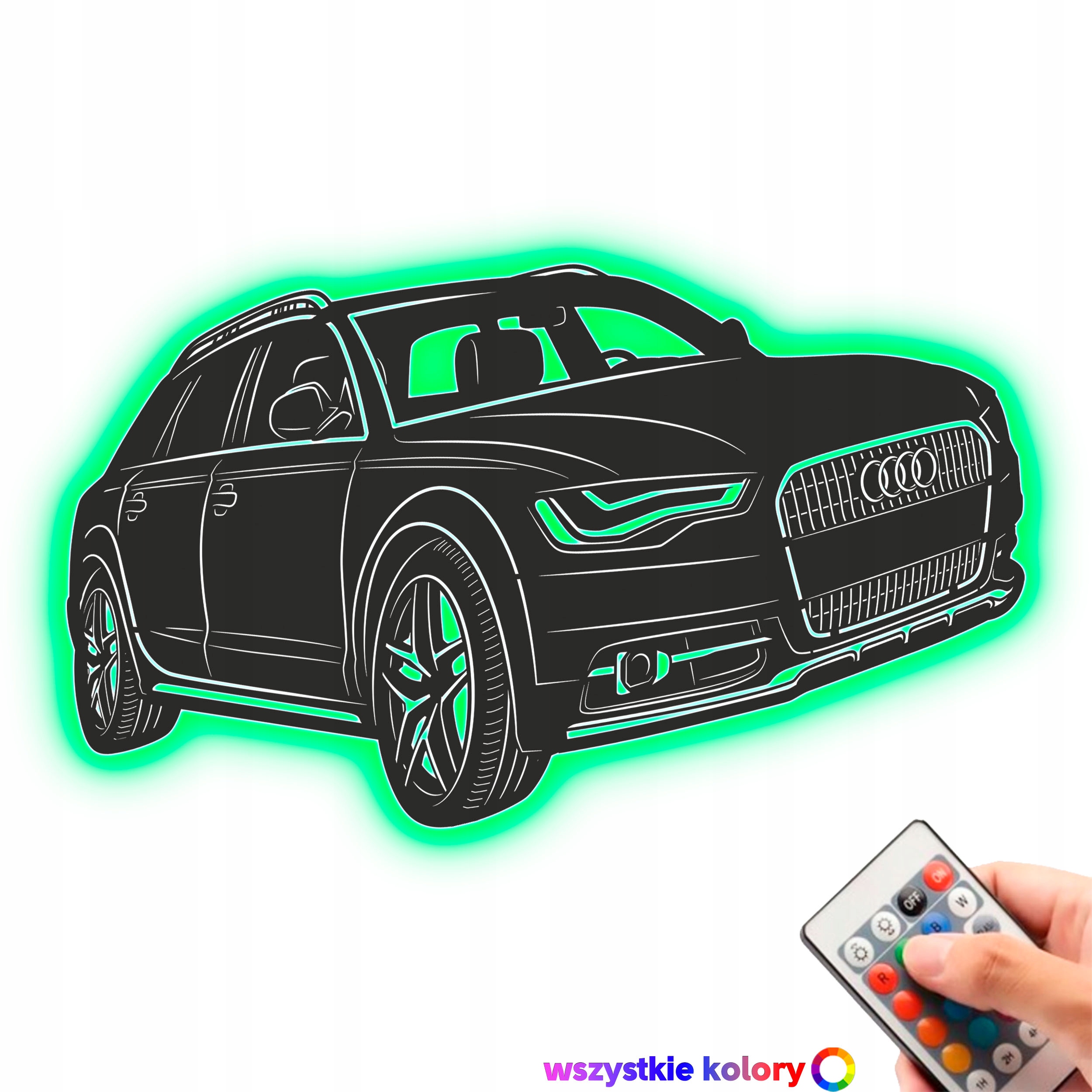 Dřevěný 3D obraz Audi A6 Allroad Nástěnná Dekorace Noční Lampa Led XL