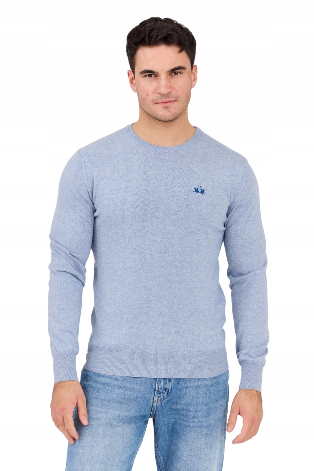 La Martina Modrý pánský svetr Basic Cotton Wool L