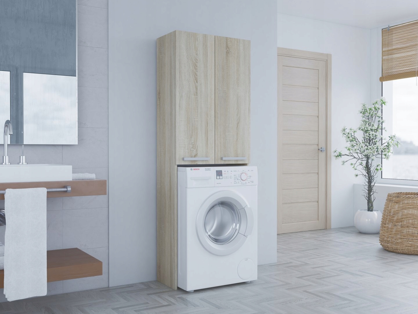 SZAFKA ŁAZIENKOWA SŁUPEK NAD PRALKĘ DĄB SONOMA Kod producenta POLA DD SONOMA