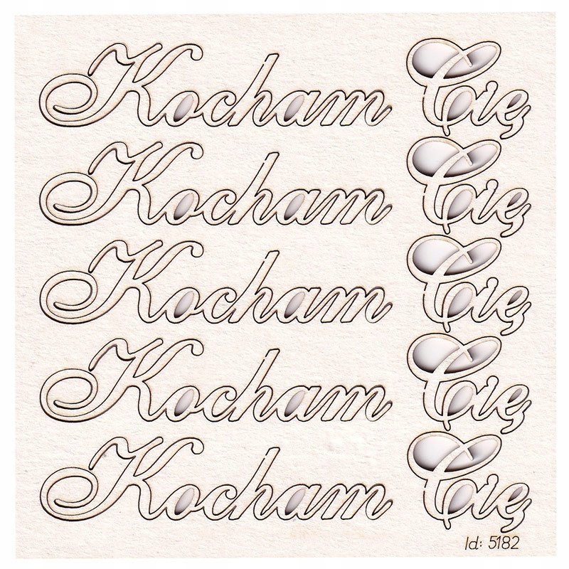 Tekturka Kocham Cię zestaw 5 napisów