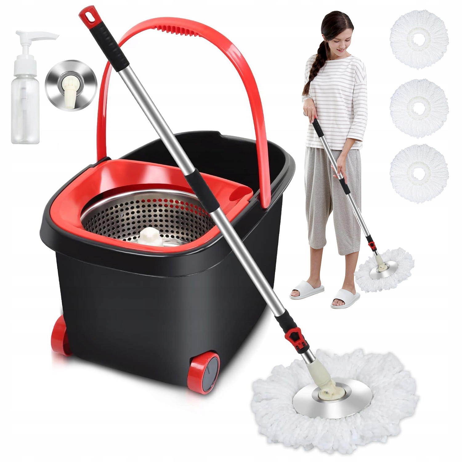 Levně Rotační Mop S Kbelíkem Je Velmi Savý A Snadno Se Čistí