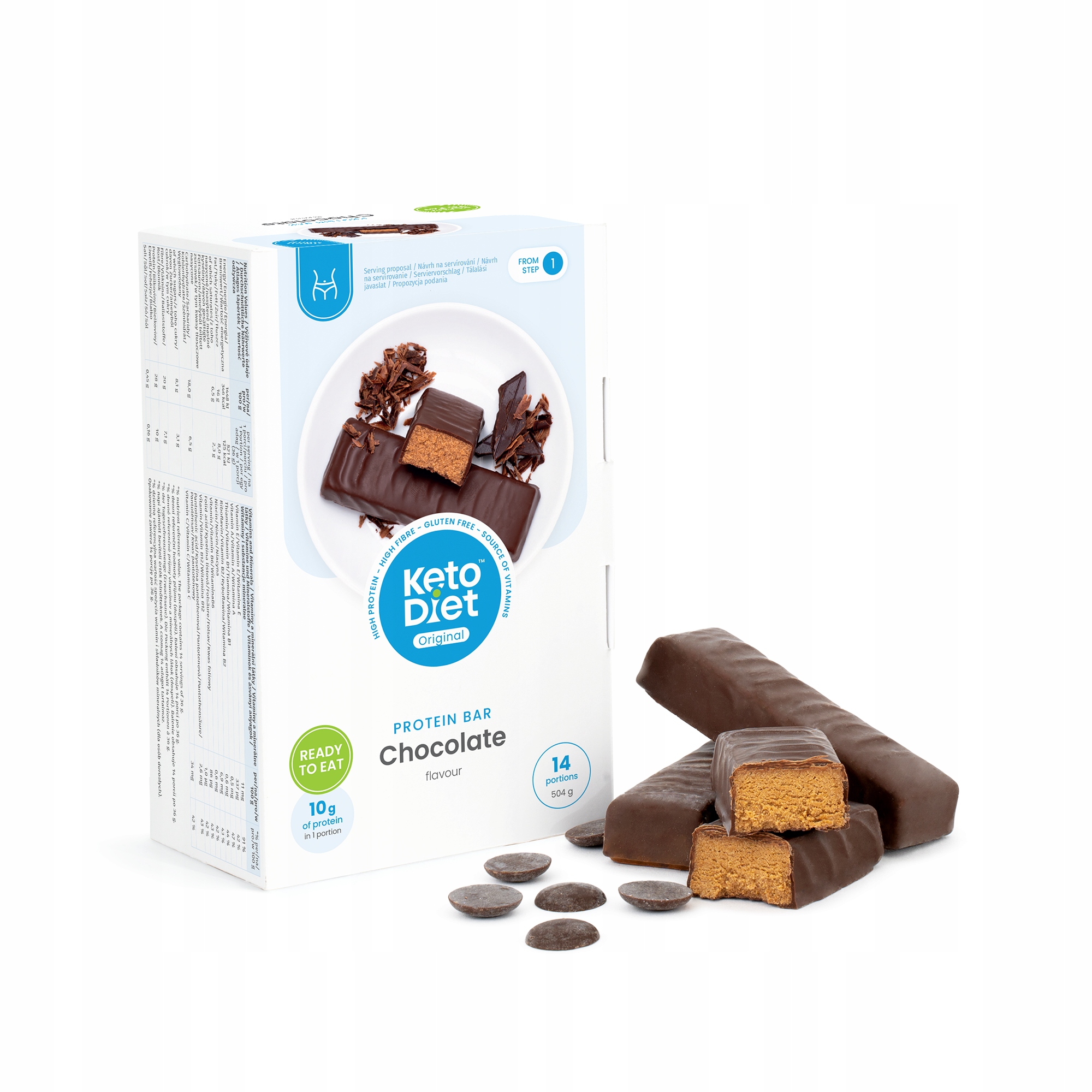 KetoDiet Proteinové tyčinky příchuť čokoláda (14 ks 7 porcí)