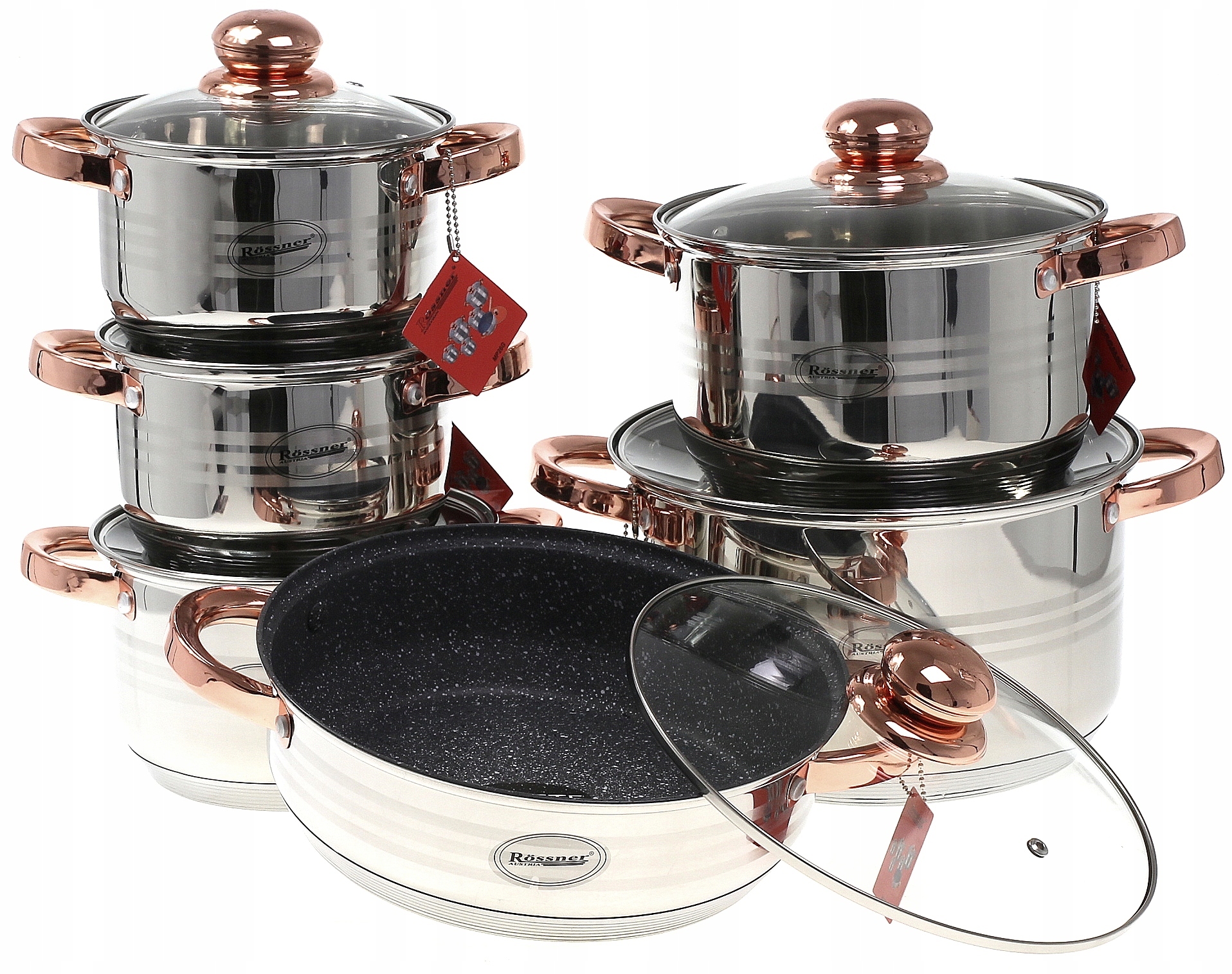 Sada Nerezových Hrnců 12 dílů Hrnec Indukce Plyn Hrnce MP25G