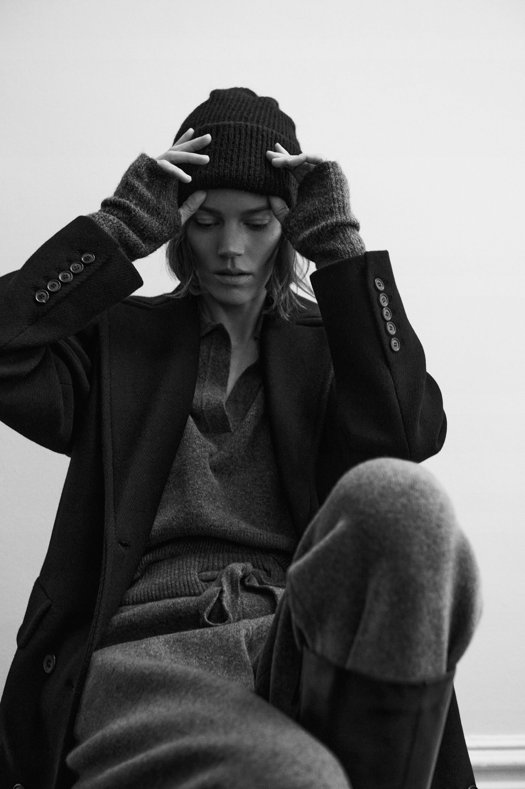 wełniany płaszcz oversize limitowany Zara M 38 Rękaw długi rękaw