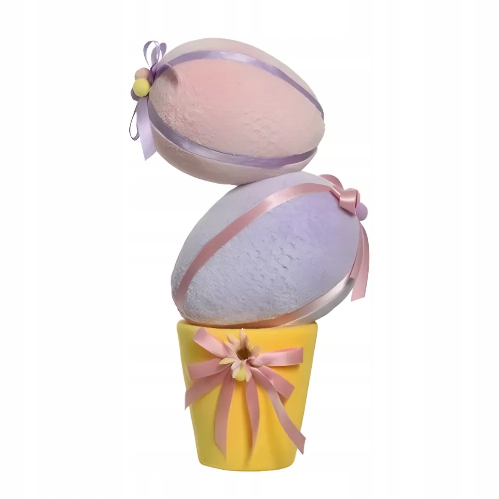 Dekorativní velikonoční vajíčka s mašličkami v květináči, pastelové Velikonoce, 46 cm