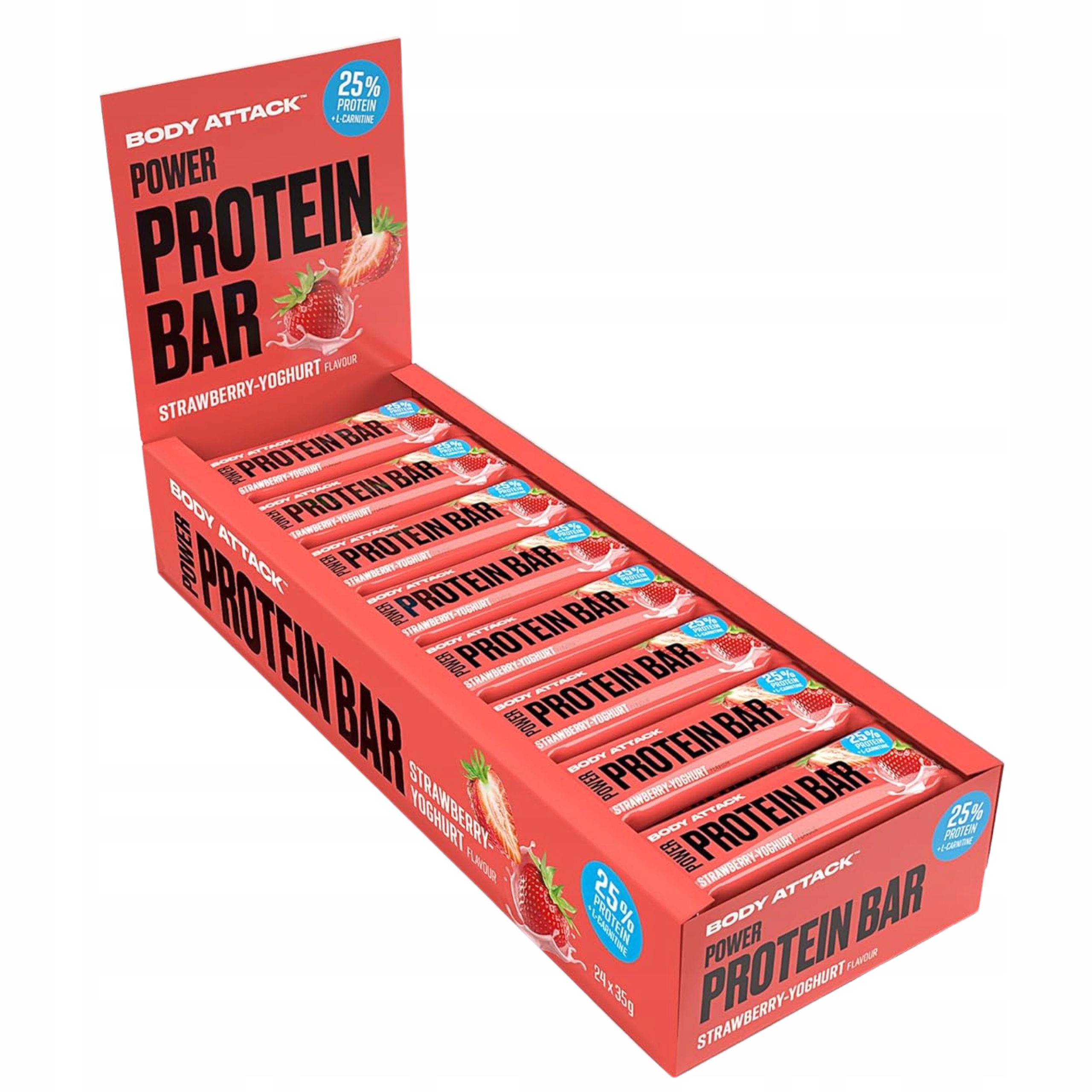 Proteinová Tyčinka Proteinová 24ks 35g Jahoda L-karnitin Body Attack Power