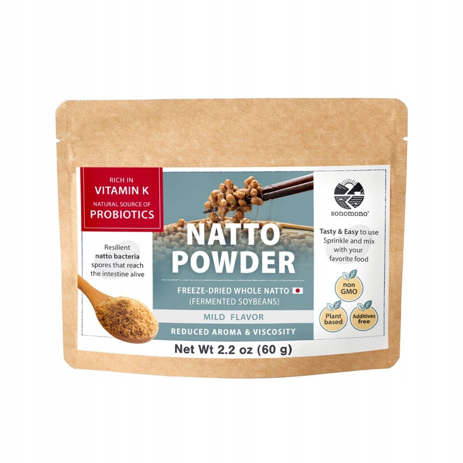 Natto Powder Mild Sproszkowane natto o delikatnym smaku, Sonomono 60g