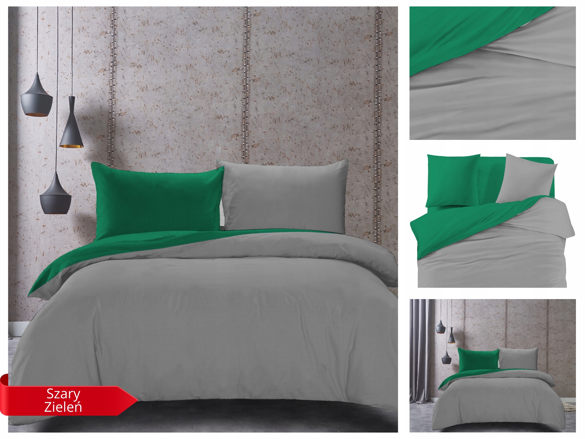 KOMPLET POŚCIELI POŚCIEL DWUSTRONNA GŁADKA 160x200 + 2x POSZEWKA 70x80 Wymiary poduszki 70x80cm